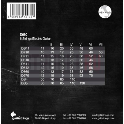 Струны для электрогитары Galli Strings D660 10-60