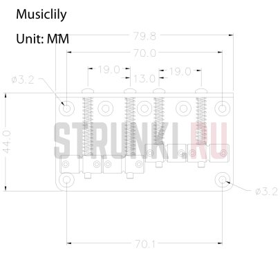 Бридж Vintage для бас-гитары Musiclily M216 RG BA1001-CR