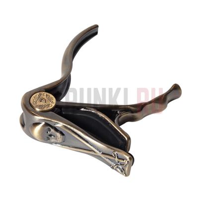 Каподастр для акустической гитары, череп, бронза, Alice A007H/BR