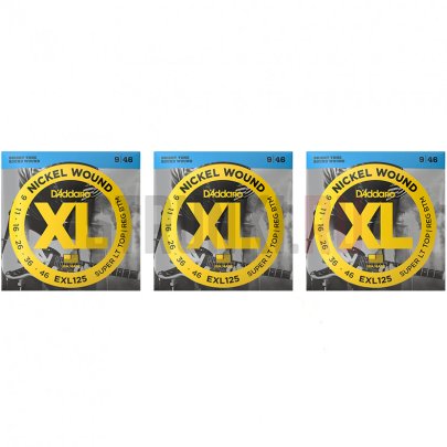 Струны для электрогитары D'Addario EXL125, набор из 3 упаковок 9-46