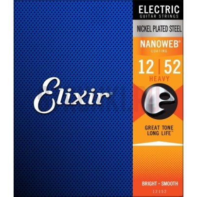 Струны для электрогитары Elixir 12152 Nanoweb Heavy, набор из 6 упаковок 12-52