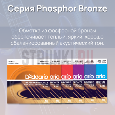 Струны для акустической гитары D'Addario Phosphor Bronze Resophonic EJ42 16-56