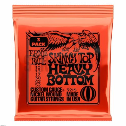 Струны для электрогитары Ernie Ball 3215 Nickel Wound Slinky Top Heavy Bottom, набор из 3 комплектов 10-52