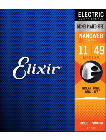 Струны для электрогитары Elixir 12102 Nanoweb Medium 11-49