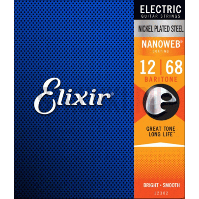 Струны для электрогитары Elixir 12302 Nanoweb Baritone 12-68