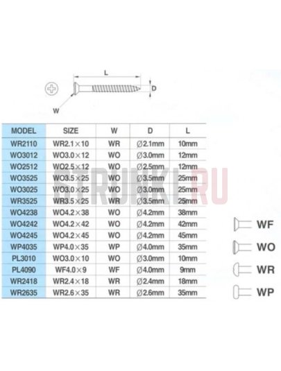 PARTSLAND WP4238NI, шуруп для пружинодержателя тремоло (4,2 x 38,4 mm)