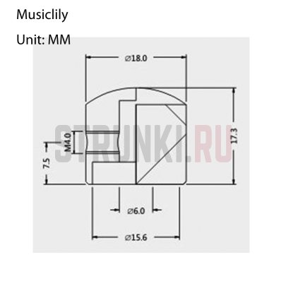 Ручка потенциометра Musiclily MX0672, Dome style, метрическая, чёрная