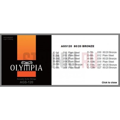 Струны для акустической гитары Olympia AGS120 80-20 Bronze 10-47