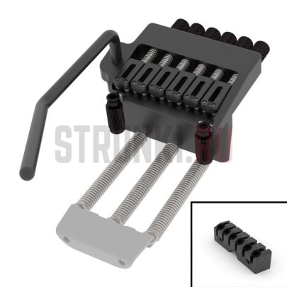 Тремоло + топлок для безголовой гитары 6 струн, HIPSHOT, черный, 1 шт. 4HV600B-LP