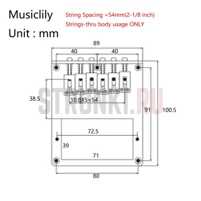 Бридж для Telecaster Musiclily MX1893CR, хром