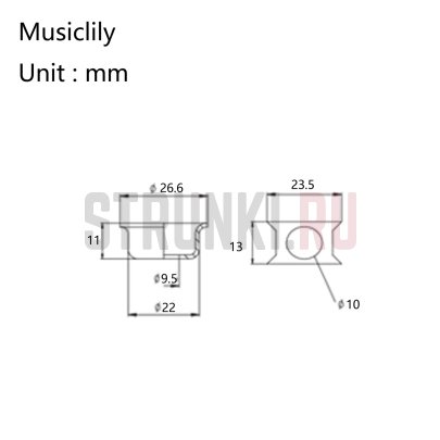 Musiclily MX1895CR панель-крепление джека для Telecaster, хром