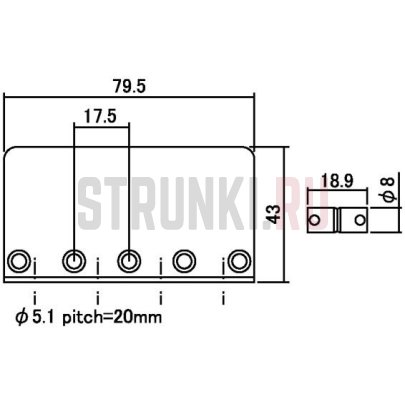 Бридж бас 4-струнный, индивид. регул, чёрный, PARTSLAND BB019BK