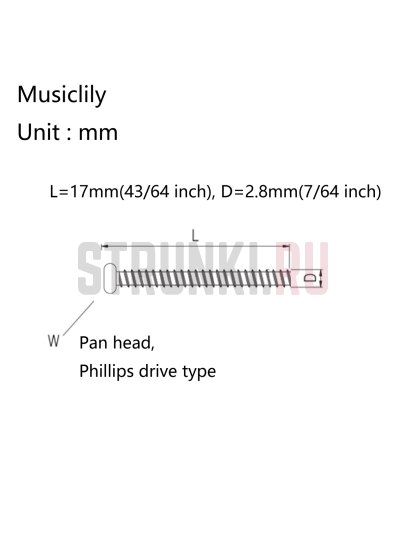 Винт для крепления звукоснимателей PARTS PRO MX2115BK (2.8 х 17 мм), черный