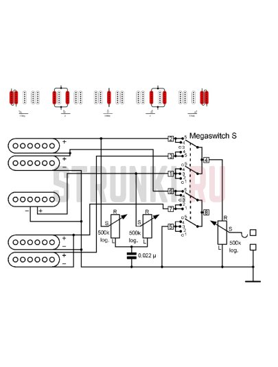 Переключатель 5ти позиционный SCHALLER Megaswitch S 15310003, Strat