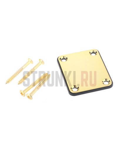 Крепление грифа с накладкой и саморезами PARTS M189 gold neckplate, золото