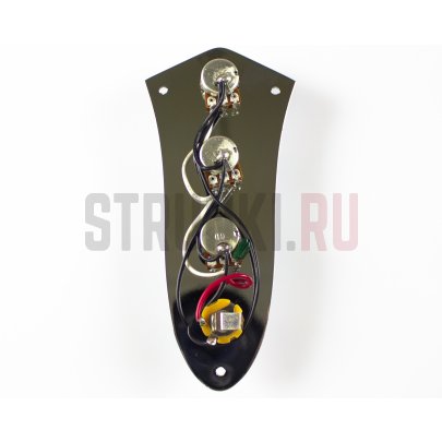 Готовый темброблок для JAZZ BASS на планке (2V+1T+гнездо+3 ручки) PARTSLAND B17