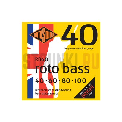 Струны для бас-гитары Rotosound Roto Bass RB40 40-100
