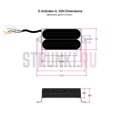 Звукосниматель DiMarzio D Activator-X DP222BK, хамбакер, бриджевый, чёрный