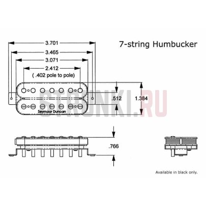 Звукосниматель Seymour Duncan JB SH-4 7-STR, хамбакер, бриджевый, чёрный