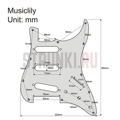 Панель для Fender Stratocaster Vintage 60s SSS, Musiclily MX2467AN, никель