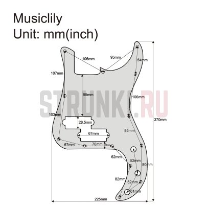 Панель для оригинального Fender Precision Bass US/Mexico, Musiclily MX2381AN, для 4-струнных, никель