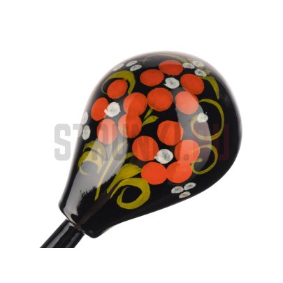 Деревянная ложка полубаская, роспись "Чернушка", Хохлома LHL6501