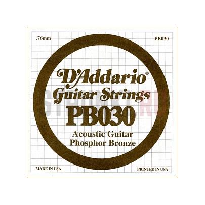 Одиночные струны для акустической гитары D'Addario PB030 Phosphor Bronze 30