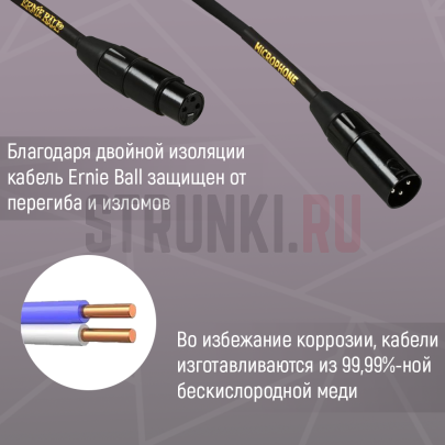 Микрофонный кабель ERNIE BALL 6389, 6 метров, белый