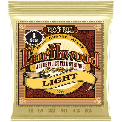 Струны для акустической гитары Ernie Ball 3004 Earthwood 80-20 Bronze Light 3 Pack 11-52