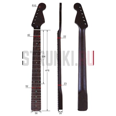 Гриф для электрогитары Stratocaster, венге, 22 лада, Bestwood ST M12 Matte