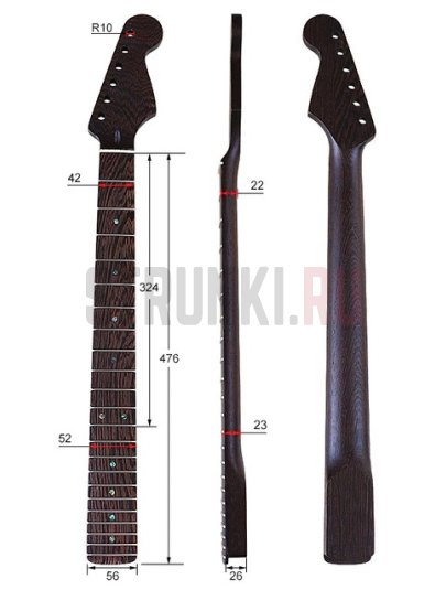 Гриф для электрогитары Stratocaster, венге, 22 лада, Bestwood ST M12 Matte