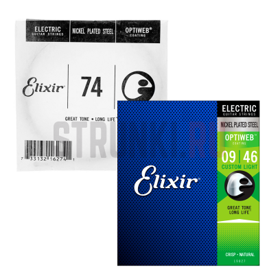 Струны для электрогитары Elixir 19027 Optiweb Custom Light + Coating 16274 9-74