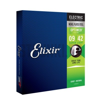 Струны для электрогитары Elixir 19002 Optiweb Super Light + Coating 16264 9-64