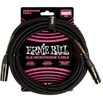 Микрофонный кабель ERNIE BALL 6392, XLR-XLR, черный, 6 метров