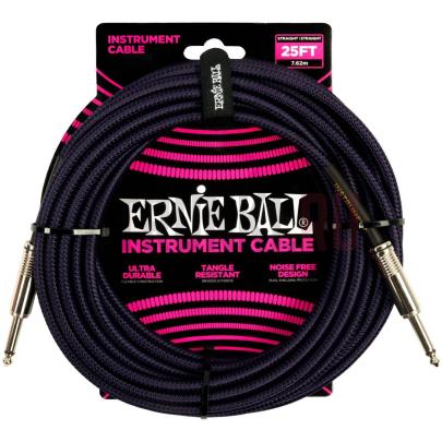 Инструментальный кабель ERNIE BALL 6397, 7.62 метра, черно-фиолетовый, (прямой-прямой)