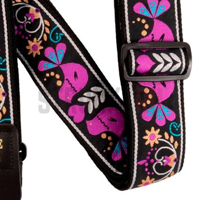 Ремень для гитары ERNIE BALL 5331 Jacquard Purple Bird Lupin, черный, с рисунком