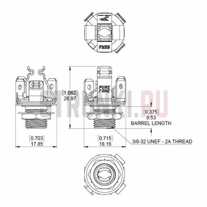 Разъем jack 1/4, PURE TONE PTT2BN, стерео, cosmo black