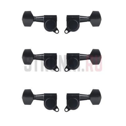 Колки для гитары 3+3, черные, Partsland MH-04-BK