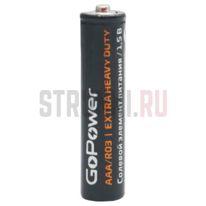 Элемент питания AAA/R03 солевой 1.5В, 4шт, GoPower 00-00015593