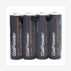 Элемент питания AA/R6 солевой 1.5В, 4шт, GoPower 00-00015592 Carbon Zinc PRO