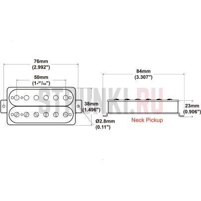 Звукосниматель магнитный хамбакер, нековый, кремовый/черный, Musiclily M433