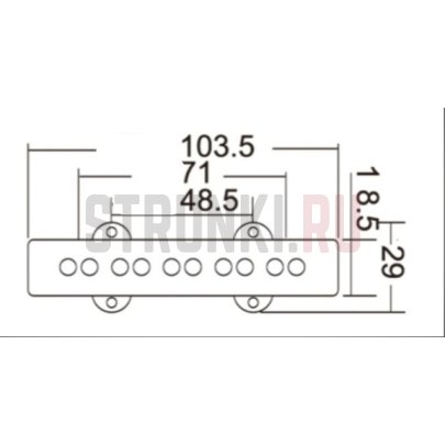 Звукосниматель магнитный, басовый, бриджевый, 5 струн, Partsland PU-JBAO5-B