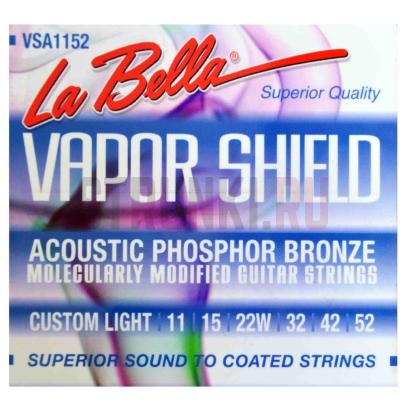 Струны для акустической гитары La Bella VSA1152 Vapor Shield 11-52