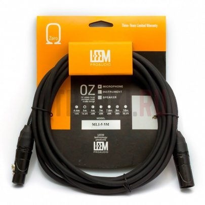 Микрофонный кабель, 5 м, XLR- XLR 3pin LEEM MHI-5 