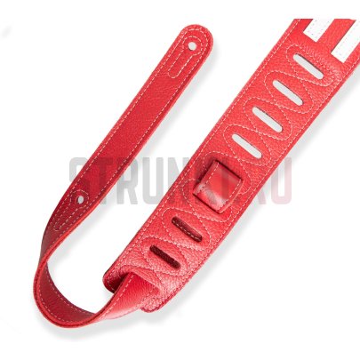 Ремень для гитары, кожаный Levy's MGFUSA-RWB Rebel Series, красный