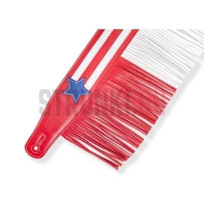 Ремень для гитары, кожаный Levy's MGFUSA-RWB Rebel Series, красный