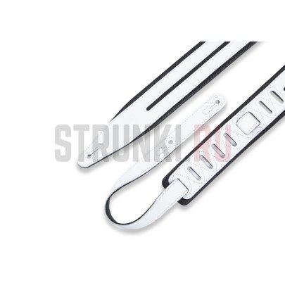 Ремень для гитары, кожаный Levy's MG317DRS-BLK-WHT Rebel Series, черный/белый