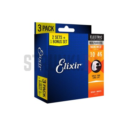 Струны для электрогитары Elixir 16542 Nanoweb Light 3-Pack 10-46