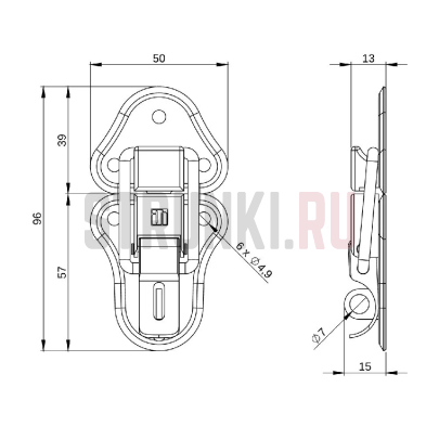 Замок-захват большой, с накидной скобой Adam Hall 1602