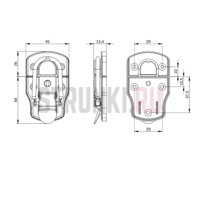 Замок-захват средний хромированный, с ключом Adam Hall 1903